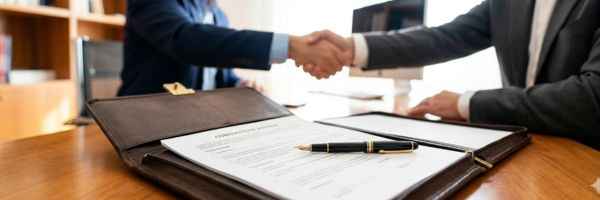 Stretta di mano e firma del contratto